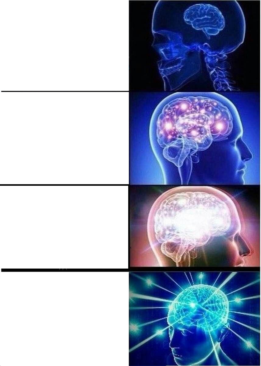 Expanding Brain meme about Modern Animal